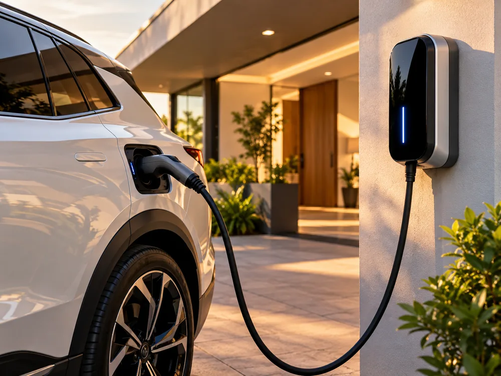 Veículo elétrico conectado a carregador residencial