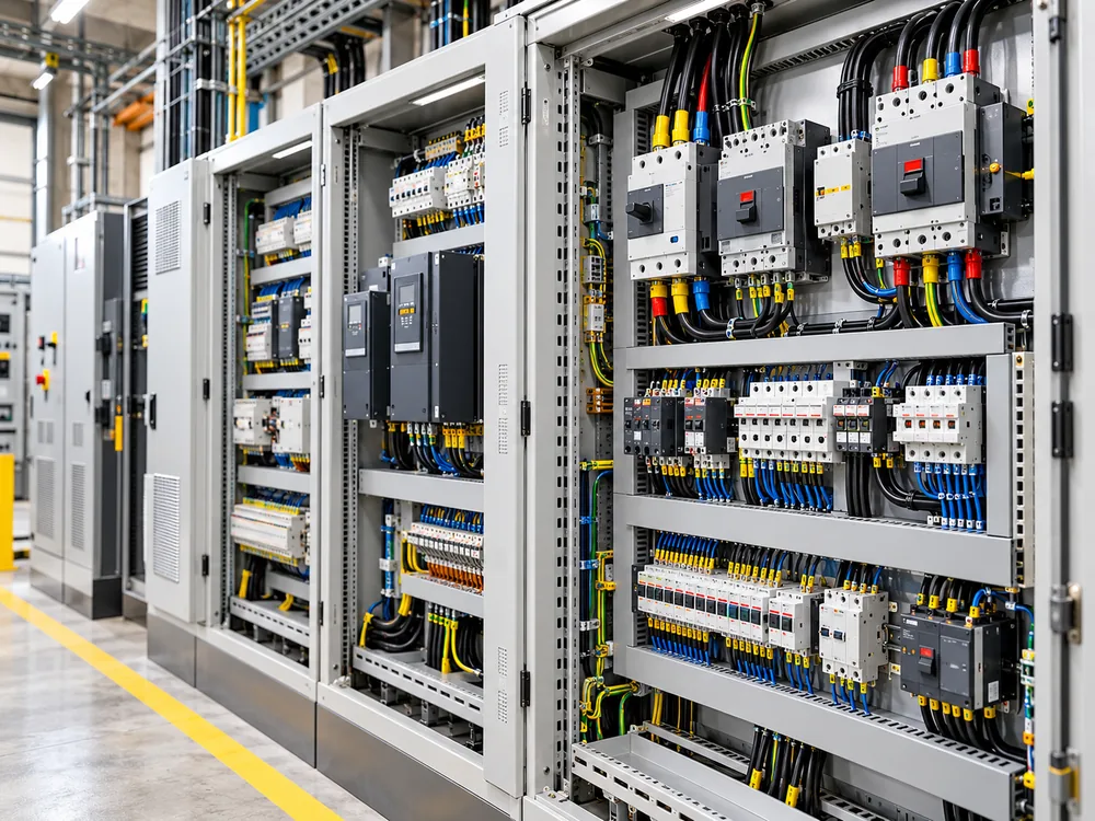 Painéis elétricos comerciais e industriais organizados
